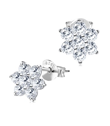 Flower Shaped CZ Stones Stud Earring STS-2967